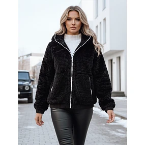 Dámská kožešinová bunda s kapucí černá FashionStreet TY5271