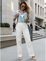 Dámské džíny s vysokým pasem a širokými nohavicemi krémové FashionStreet UY2938