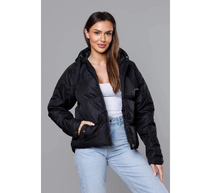 Černá bunda pro přechodné období s prošívanými rukávy (5M3113-392) Černá bunda pro přechodné období s prošívanými rukávy (5M3113-392)