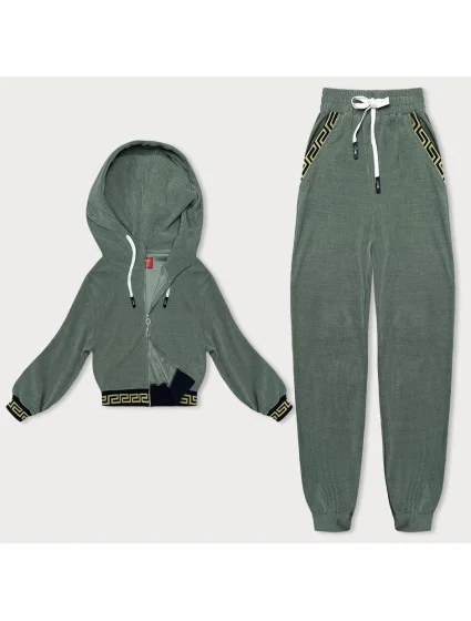 žebrovaný komplet v olivové barvě s ozdobnými stahovacími lemy model 18901875 - LHD