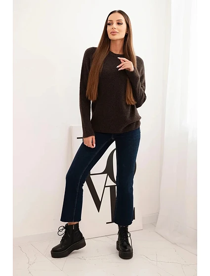 Svetr dámský z baby model 22393422 s dlouhým rukávem hnědý - K-Fashion Svetr dámský z baby model 22393422 s dlouhým rukávem hnědý - K-Fashion