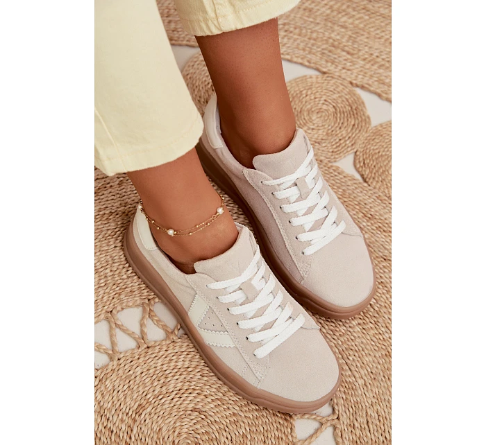 Dámské tenisky z přírodního semiše na platformě Vinceza Béžové Dámské tenisky z přírodního semiše na platformě Vinceza Béžové