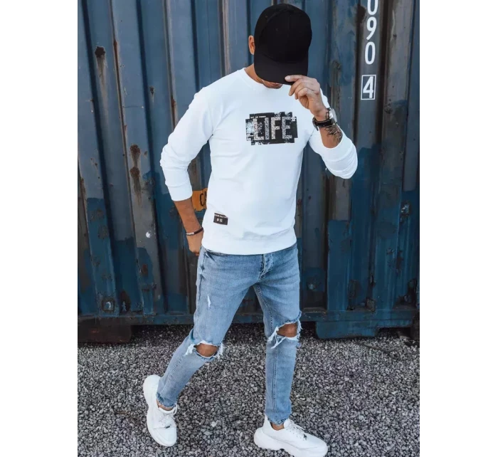 Pánská bílá mikina s potiskem FashionStreet BX5362