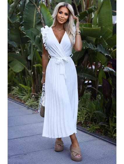 sukienka midi z dekoltem i  model 21486670 - numoco basic