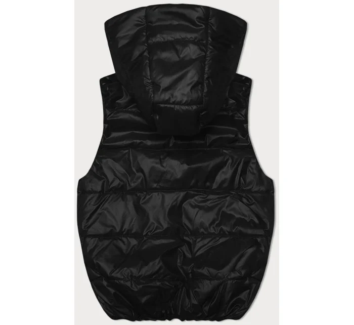 Černá péřová vesta s odepínací kapucí (B8247-1)