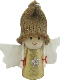 VÁNOČNÍ PŘÍVĚSEK ANDĚL ZLATÝ 7CM