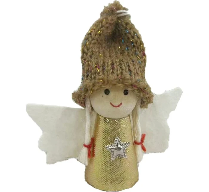 VÁNOČNÍ PŘÍVĚSEK ANDĚL ZLATÝ 7CM