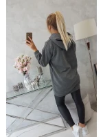 Mikina s kapucí a nášivkami grafitová