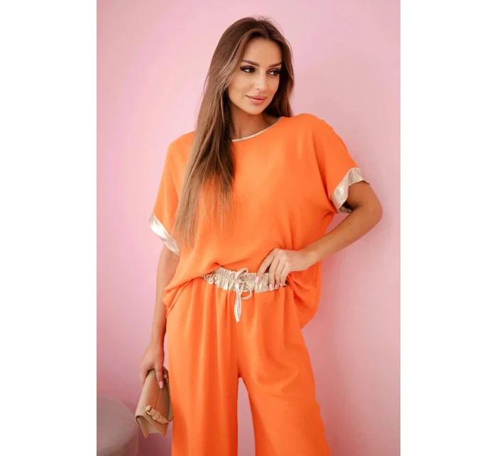 Viskózový komplet se zlatým lemováním pomeranč Viskózový komplet se zlatým lemováním pomeranč