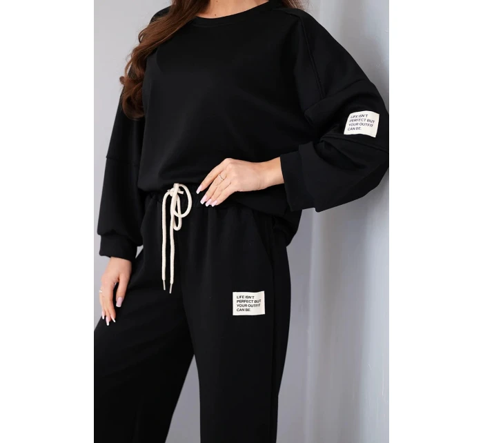 Dámská souprava máslo mikina + kalhoty černý