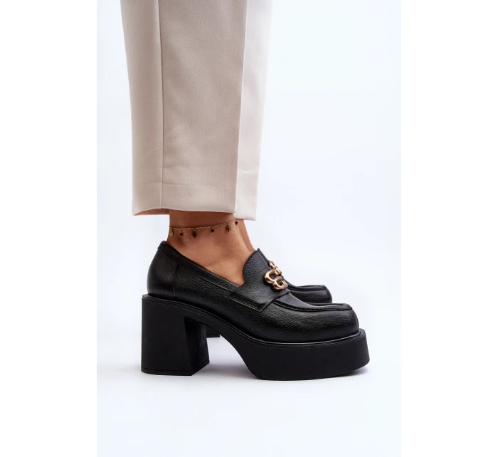 Zazoo 20170 Kožené Dámské Polobotky na Podpatku Černé