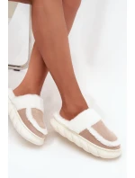 Dámské pantofle na tlusté podrážce s kožešinou Vinceza 19952 Béžové