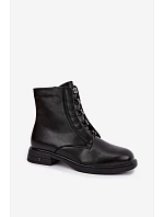 Dámské zateplené kožené kotníkové boty model 22556861 Černé - VINCEZA Dámské zateplené kožené kotníkové boty model 22556861 Černé - VINCEZA