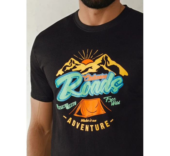 Pánské tričko s potiskem černé Dstreet RX5400 Pánské tričko s potiskem černé Dstreet RX5400