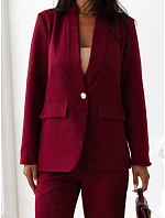 Elegantní dámský kostým – sako a kalhoty v barvě bordó, FashionStreet AY1246