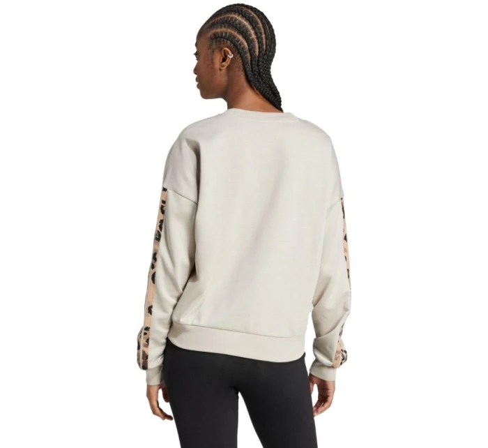 Dámská mikina adidas Animal Print 3-Stripes French Terry Sweatshirt cream JM1836