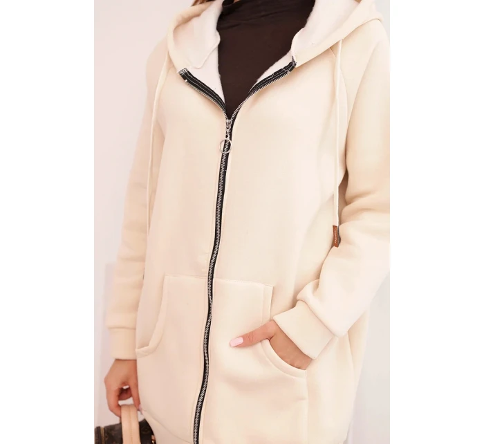 Dámská mikina s kapucí a model 21780819 béžová - K-Fashion Dámská mikina s kapucí a model 21780819 béžová - K-Fashion