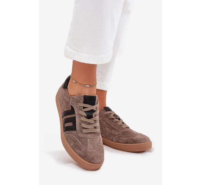 Dámské Semišové Tenisky model 21704966 Tmavě Béžové - VINCEZA