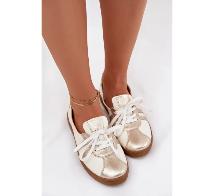 Kožené dámské polobotky typu barefoot Zazoo N1341 bílozlaté