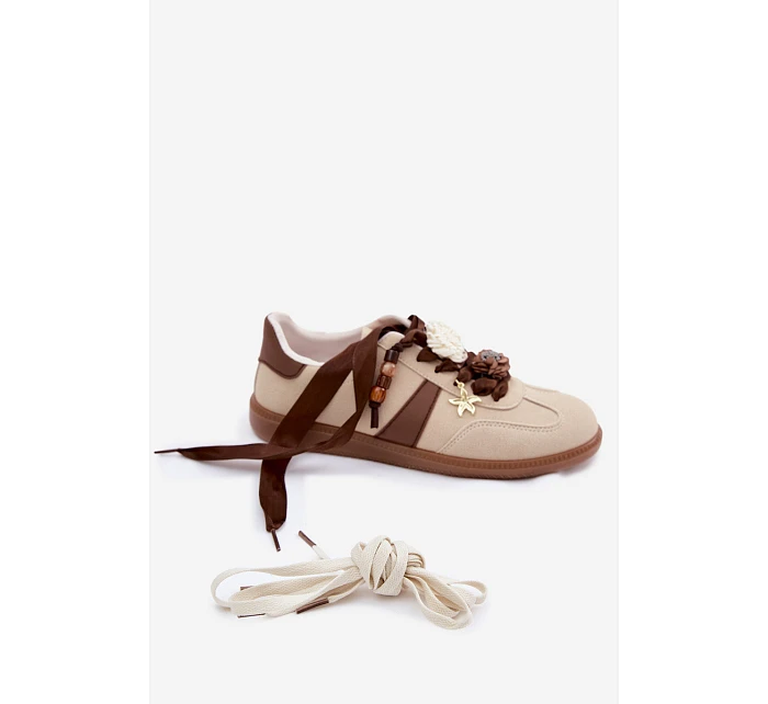 Dámské tenisky s ozdobami béžové model 22095100 - Boto Dámské tenisky s ozdobami béžové model 22095100 - Boto