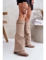 Kozačky Na Podpatku S Ohnutým Svrškem Zateplené Béžové Urelli Kozačky Na Podpatku S Ohnutým Svrškem Zateplené Béžové Urelli