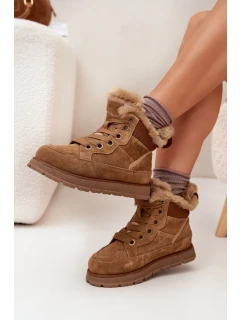 Dámské sněhule na platformě s kožešinkou Big Star – camel