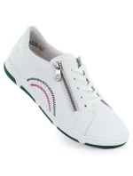 Dámské bílé kožené polobotky na zip model 21948512 - Rieker