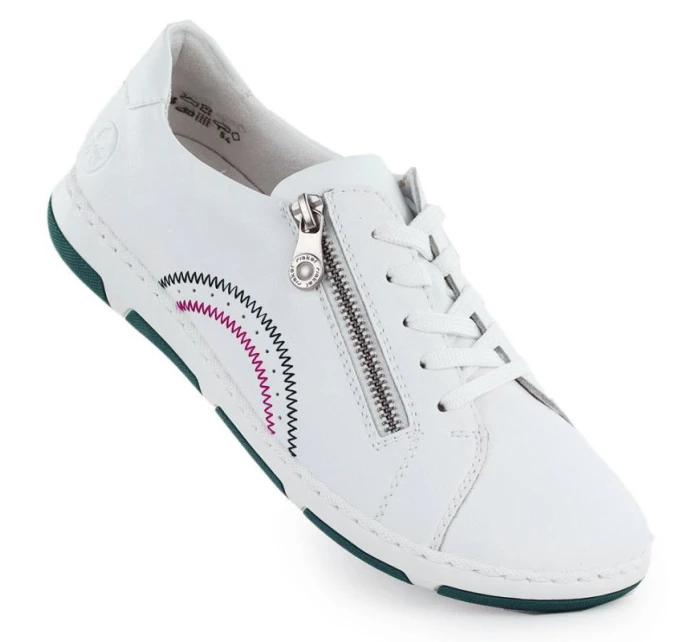 Dámské bílé kožené polobotky na zip model 21948512 - Rieker