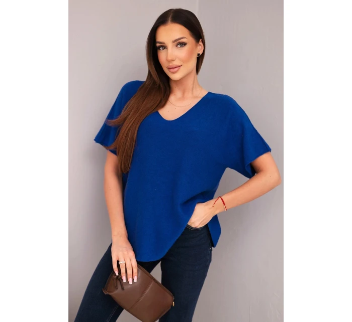 Dámská blůza s krátkým rukávem a výstřihem model 21924493 - K-Fashion