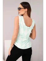 Dámská viskózová blůza s a volánkem u výstřihu mentolová model 21954930 - K-Fashion