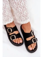 Dámské Sandały Na Platformě Se Zlatými Přezkami Černé Verena Dámské Sandały Na Platformě Se Zlatými Přezkami Černé Verena