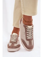 Dámské tenisky z přírodní kůže model 22101249 Béžové - S.Barski Dámské tenisky z přírodní kůže model 22101249 Béžové - S.Barski