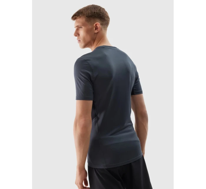 Pánské sportovní tričko slim z recyklovaných materiálů 4F - grafitové