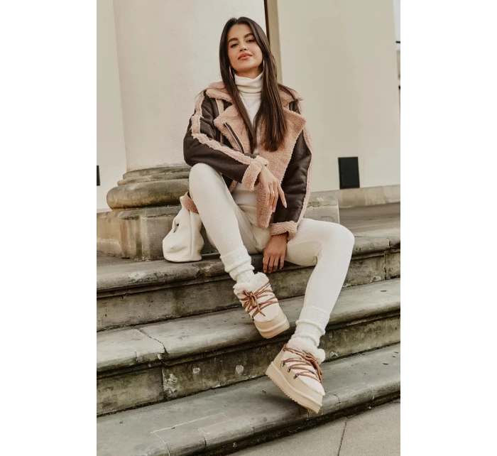 Nízké Sněhule Na Platformě S Kožešinou D.Franklin Béžové