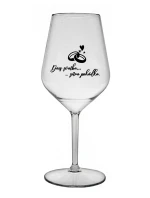 DNES SVATBA, ZÍTRA POHÁDKA - čirá nerozbitná sklenice na víno 470 ml