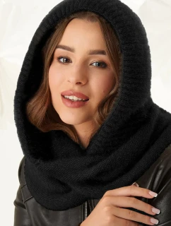 Dámská komínová šála s kapucí 48-495 Černá - AJS