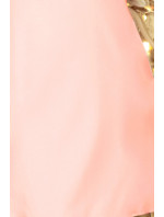 Dámské trapézové šaty v pastelově růžové barvě s rozšířenými rukávy model 7268097