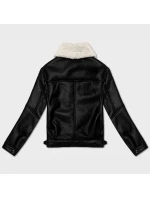 dámská kožená bunda s kožešinovou podšívkou pro přechodné období model 21479134 - J.STYLE