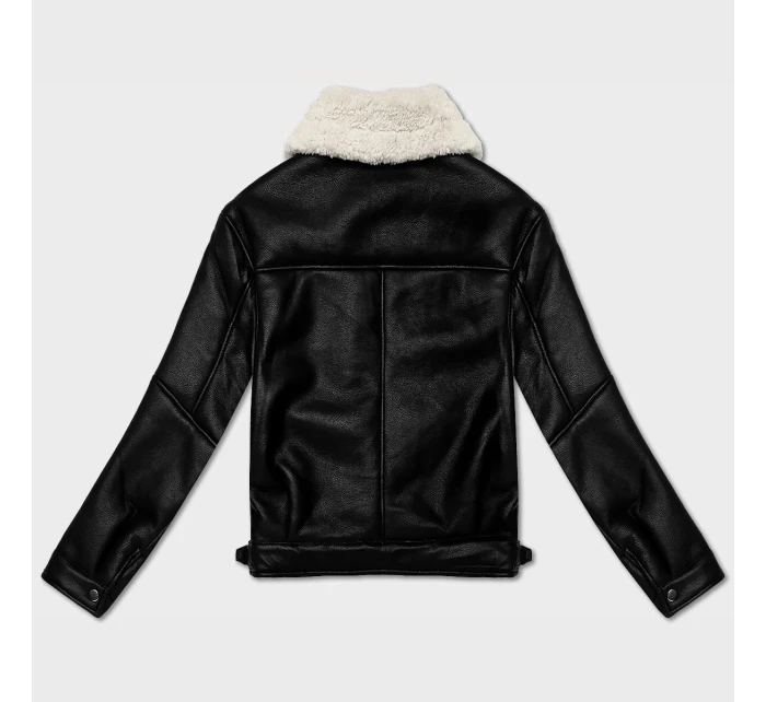 dámská kožená bunda s kožešinovou podšívkou pro přechodné období model 21479134 - J.STYLE