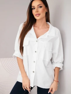 Dámská bavlněná košile s kapsami bílá