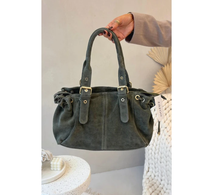 Kabelka z přírodního semiše olivová model 21728337 - Boto