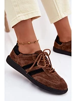 Kožené semišové dámské tenisky hnědé model 22100244 - Boto Kožené semišové dámské tenisky hnědé model 22100244 - Boto