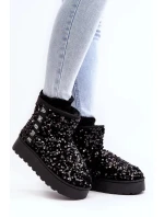 Dámské sněhule na platformě zdobené flitry, černá Silmo