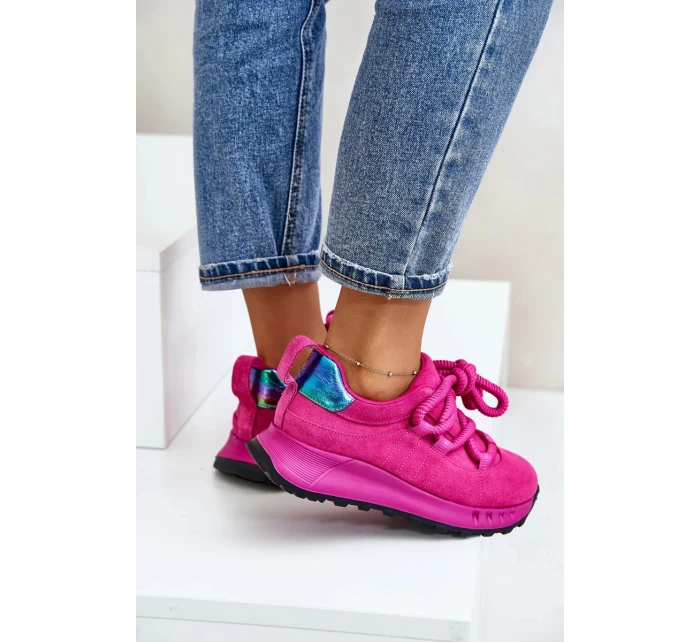 Semišové Dámské Tenisky S Tlustým Šněrováním Artiker Fuchsie Semišové Dámské Tenisky S Tlustým Šněrováním Artiker Fuchsie