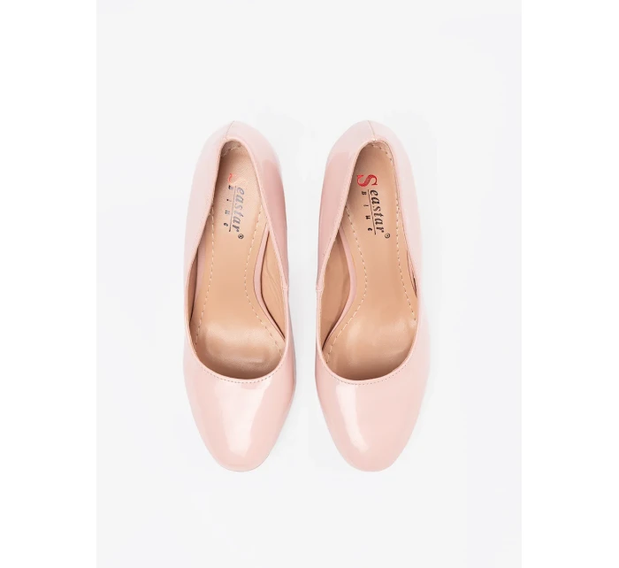 Luxusní růžové  lodičky dámské na širokém podpatku