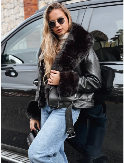 Dámská chlupatá bunda ramones černá FashionStreet TY5233