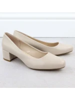 Béžové lodičky na klínku Sergio model 22013058 - LEONE Béžové lodičky na klínku Sergio model 22013058 - LEONE