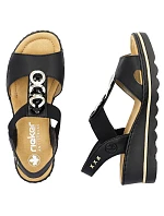 Dámské sandály na podpatku pohodlné černé model 22063551 - Rieker Dámské sandály na podpatku pohodlné černé model 22063551 - Rieker