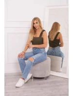 Halenka s nařasenými ramínky v barvě khaki Halenka s nařasenými ramínky v barvě khaki