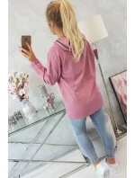 Tmavě růžová tunika na zip s kapucí Oversize
